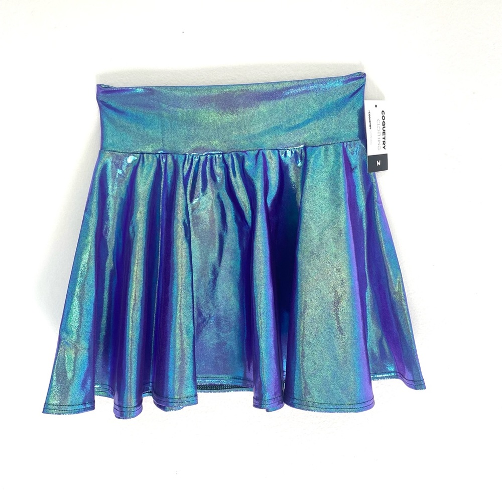 Moonstone Metallic stretchy waistband Rave skirt